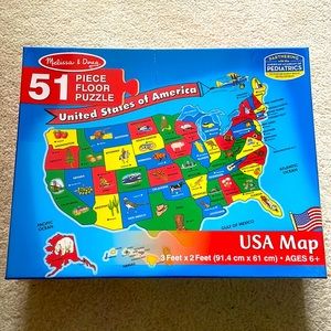 (NEW) Melissa & Doug 51 Piece Floor Puzzle USA Map
